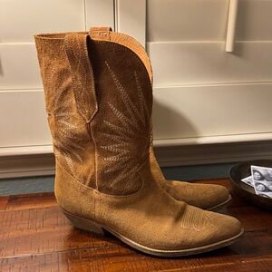 Golden goose -Tan Suede Western Cowboy Boots